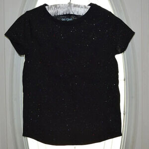 CAT & JACK Girls Black Sparkle Shortsleeve Tshirt Size S 6/6X